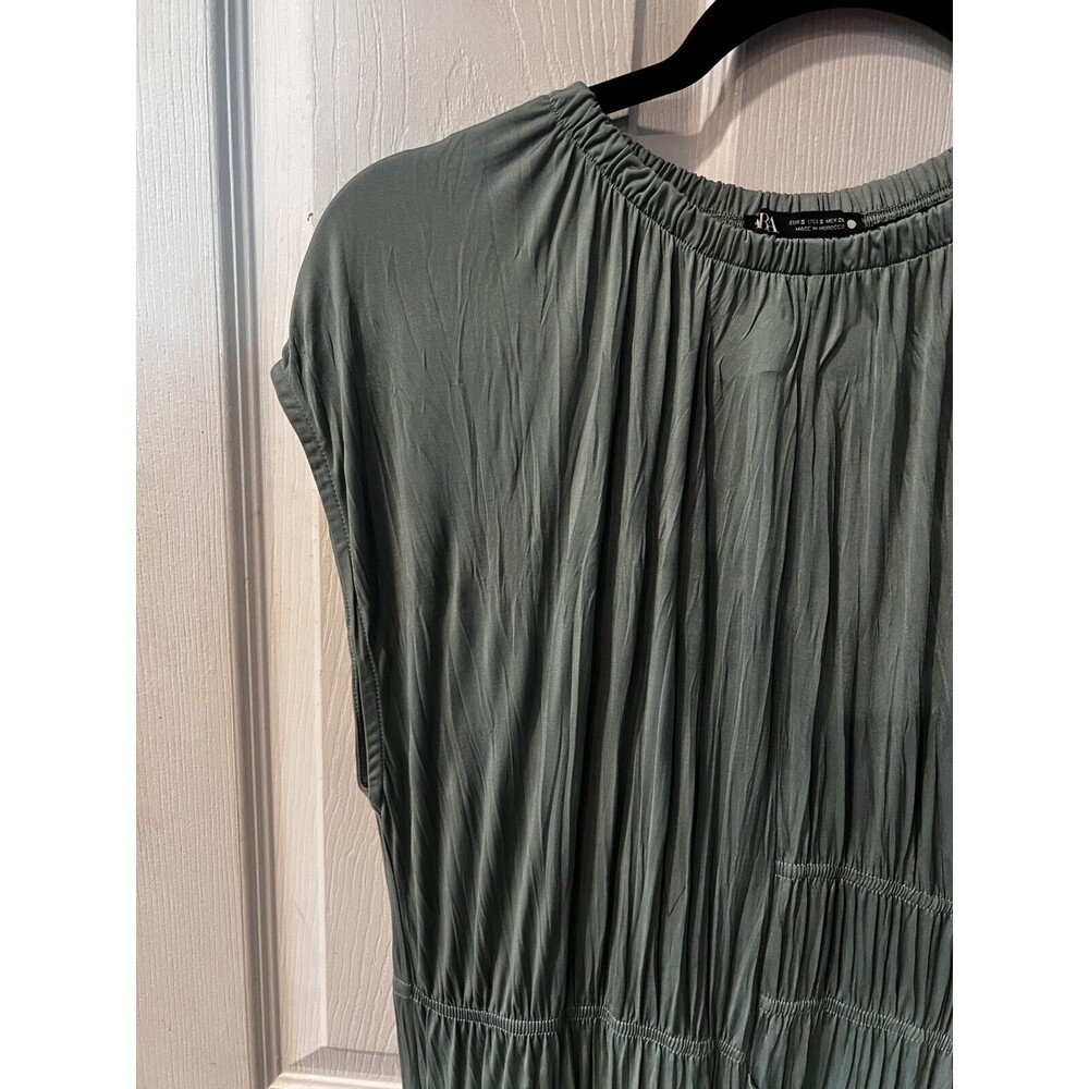 Zara Midi Dress Womens S Satin Wrinkle Effect Asymmetrical Hem Feminine Ethereal - Picture 3 of 9